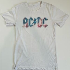 Women’s Classic AC/DC White T-Shirt Sz Medium